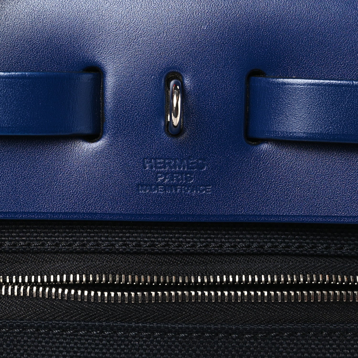 Hermes Military Toile Vache Hunter Herbag Zip 31 PM Black Bleu Saphir 7 of 11