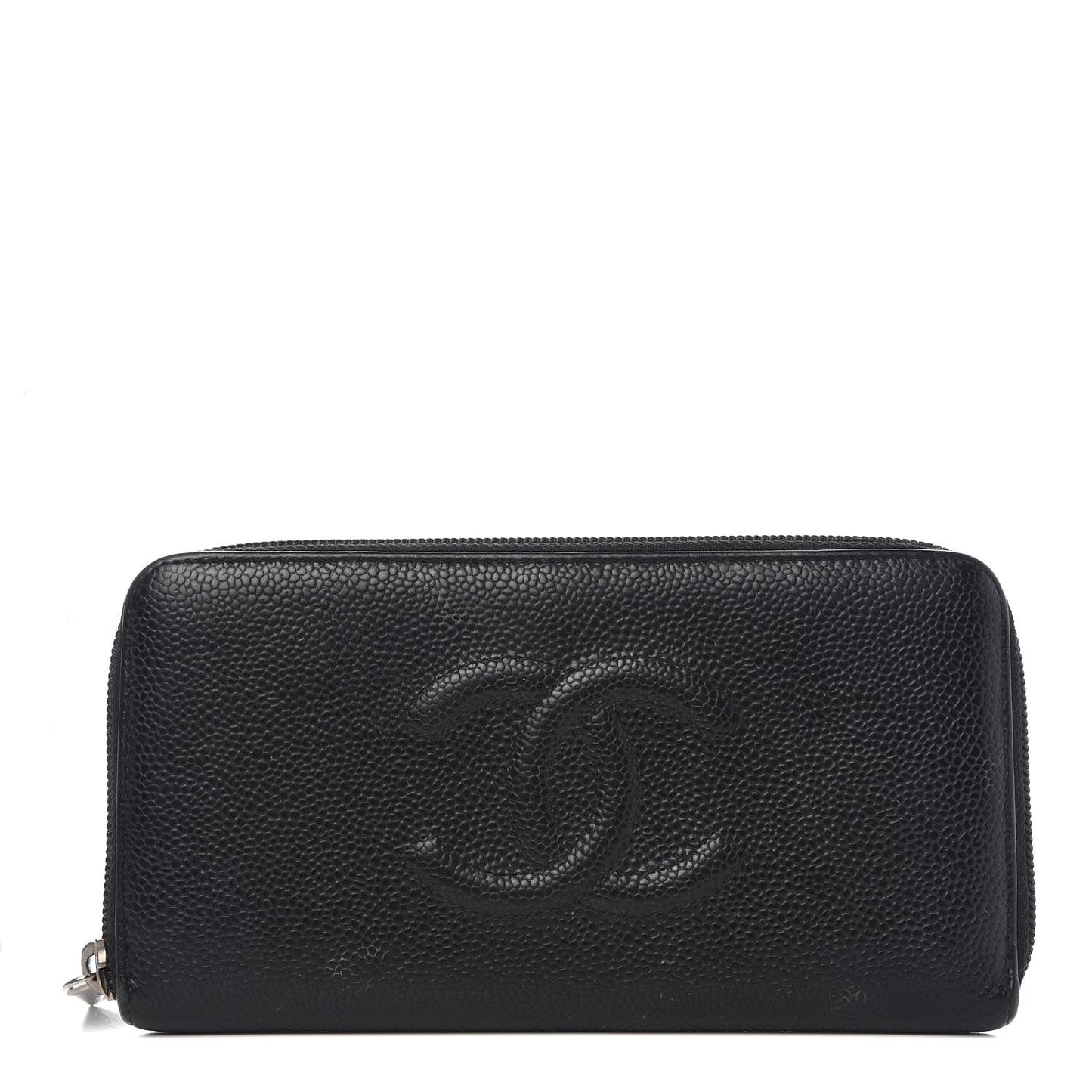 Caviar Large Timeless CC Zip Around Wallet Black