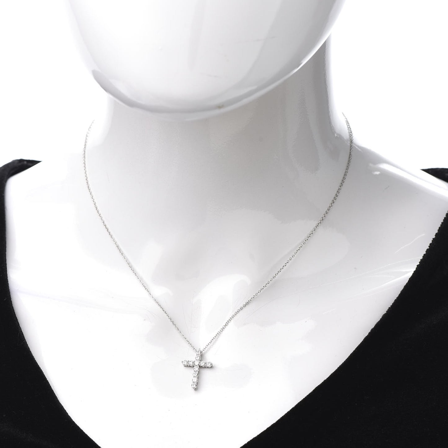Platinum Diamond Small Cross Pendant Necklace