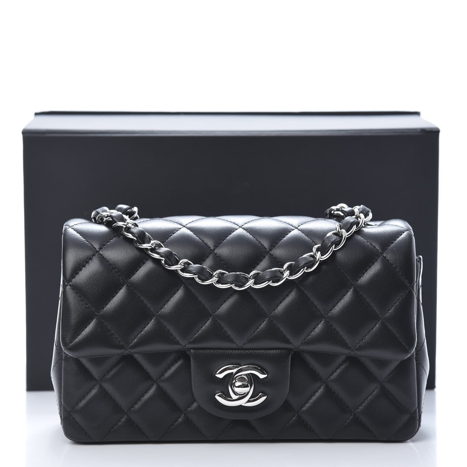 Chanel Lambskin Quilted Mini Rectangular Flap Black 11 of 11