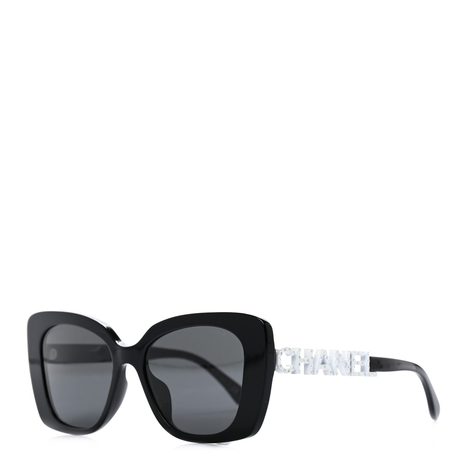 Chanel Acetate Strass Square Sunglasses 5422-B-A Black White 1 of 6