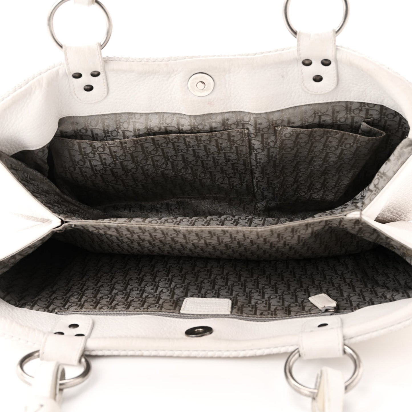 Calfskin Braided Gaucho Double Saddle Bag White
