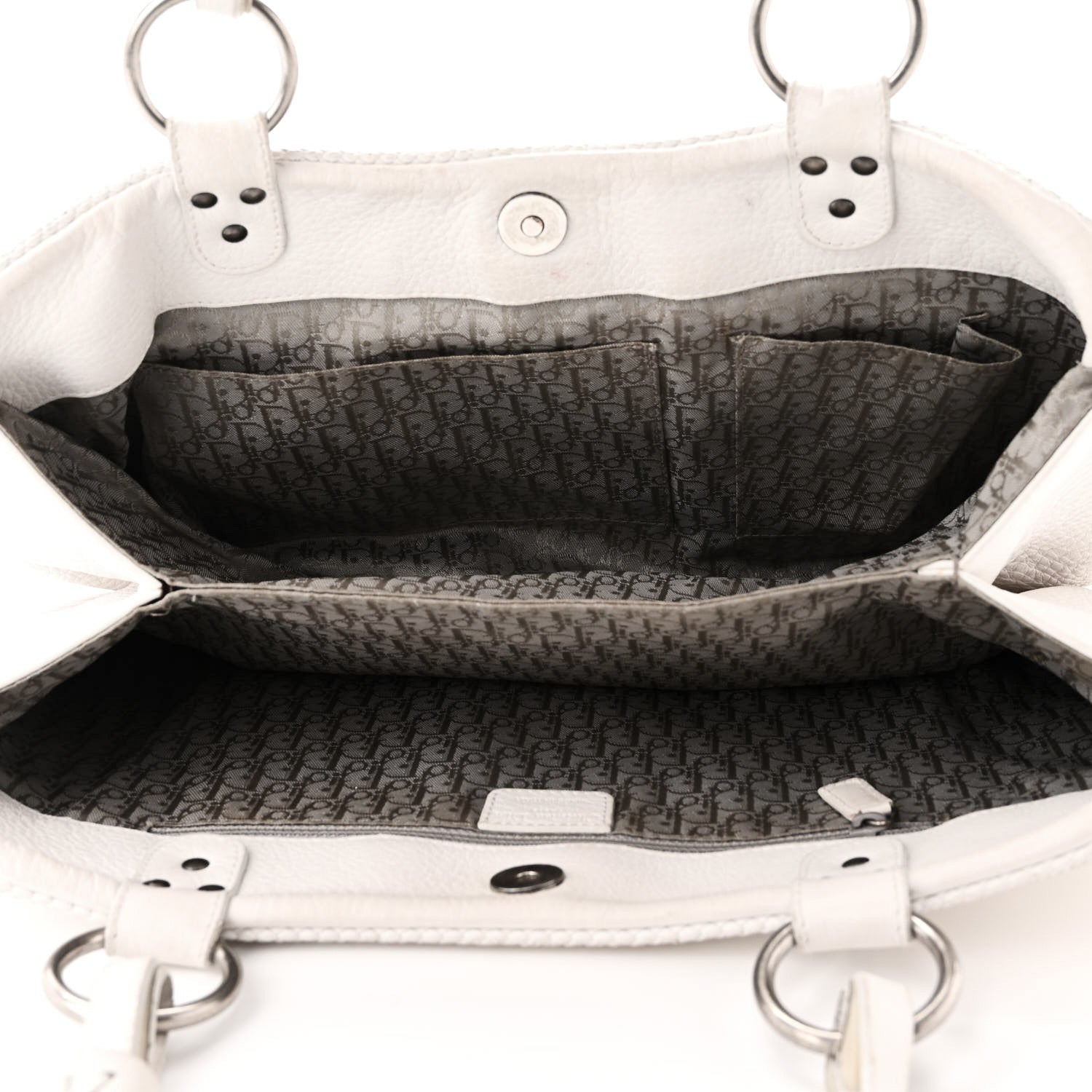 Christian Dior Calfskin Braided Gaucho Double Saddle Bag White 5 of 16