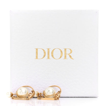 Christian Dior Pearl Tribales Dangle Chain Earrings Gold 5 of 5