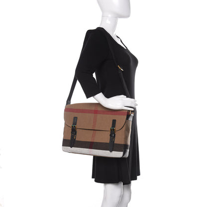 Burberry Canvas Mega Check Large Baildon Messenger Bag Black 2 of 10