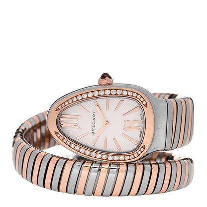 Bulgari Stainless Steel 18K Rose Gold Diamond Bezel 35mm Serpenti Tubogas Quartz Watch 2 of 5