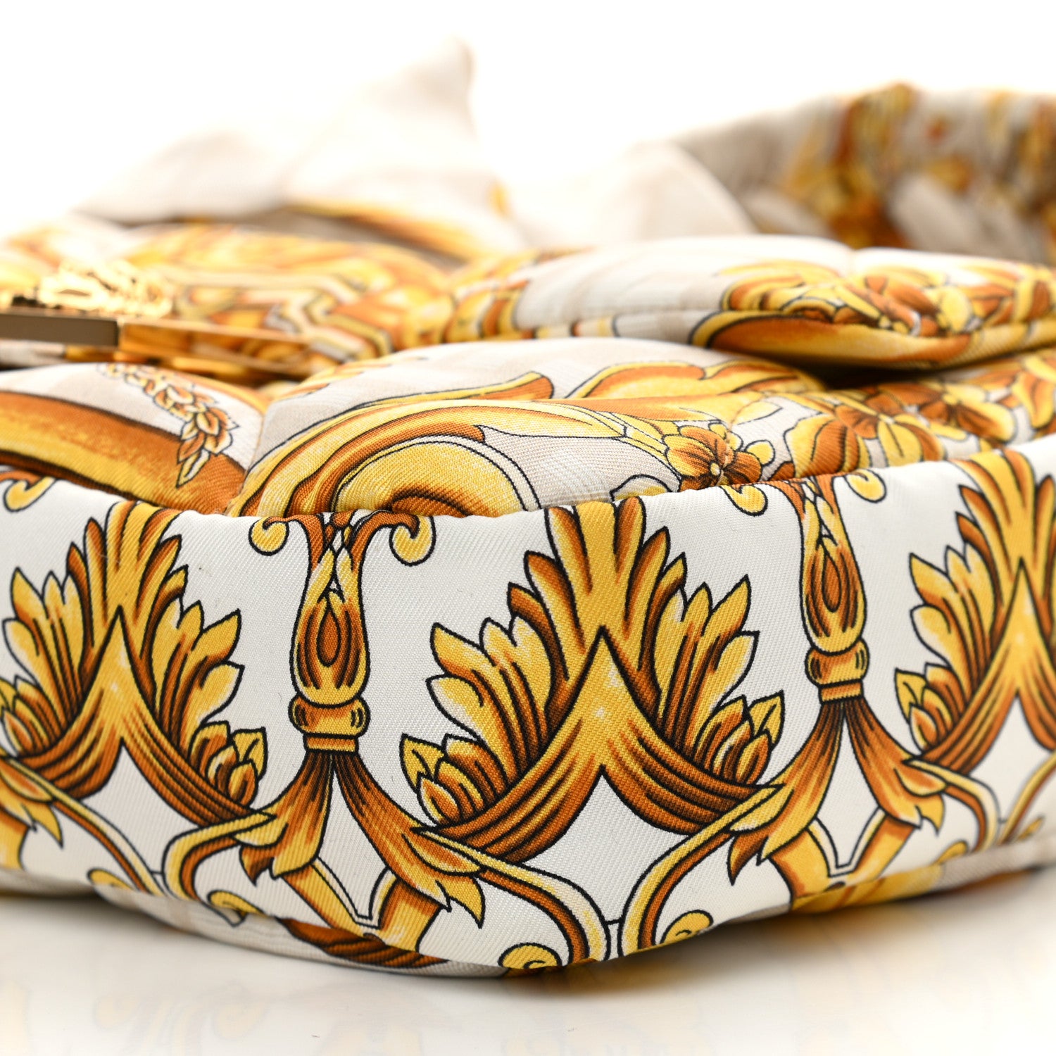 Fendi X VERSACE Silk Fendace FF Baroque Quilted Scarf Baguette White Gold 6 of 13