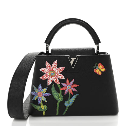 Louis Vuitton LV X YK Taurillon Inlaid Kusama Flowers Capucines BB Black 1 of 19