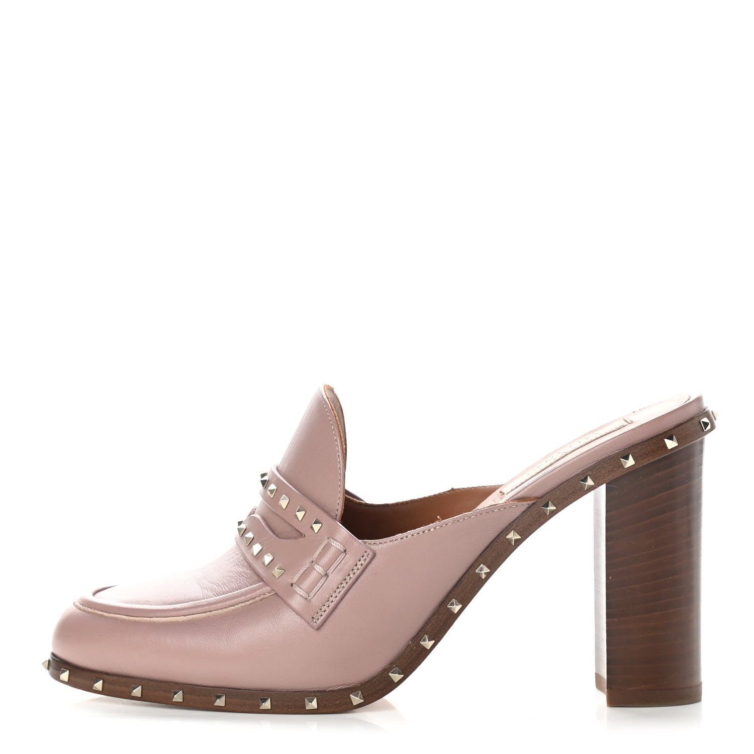Valentino Garavani Nappa Soul Rockstud High Heel Mules 38.5 Lipstick 1 of 11
