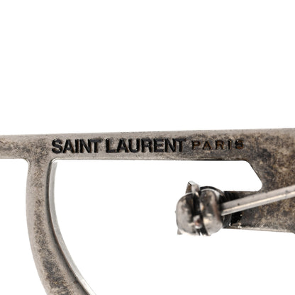 Saint Laurent Metal Deconstructed Monogram Brooch Silver 4 of 5