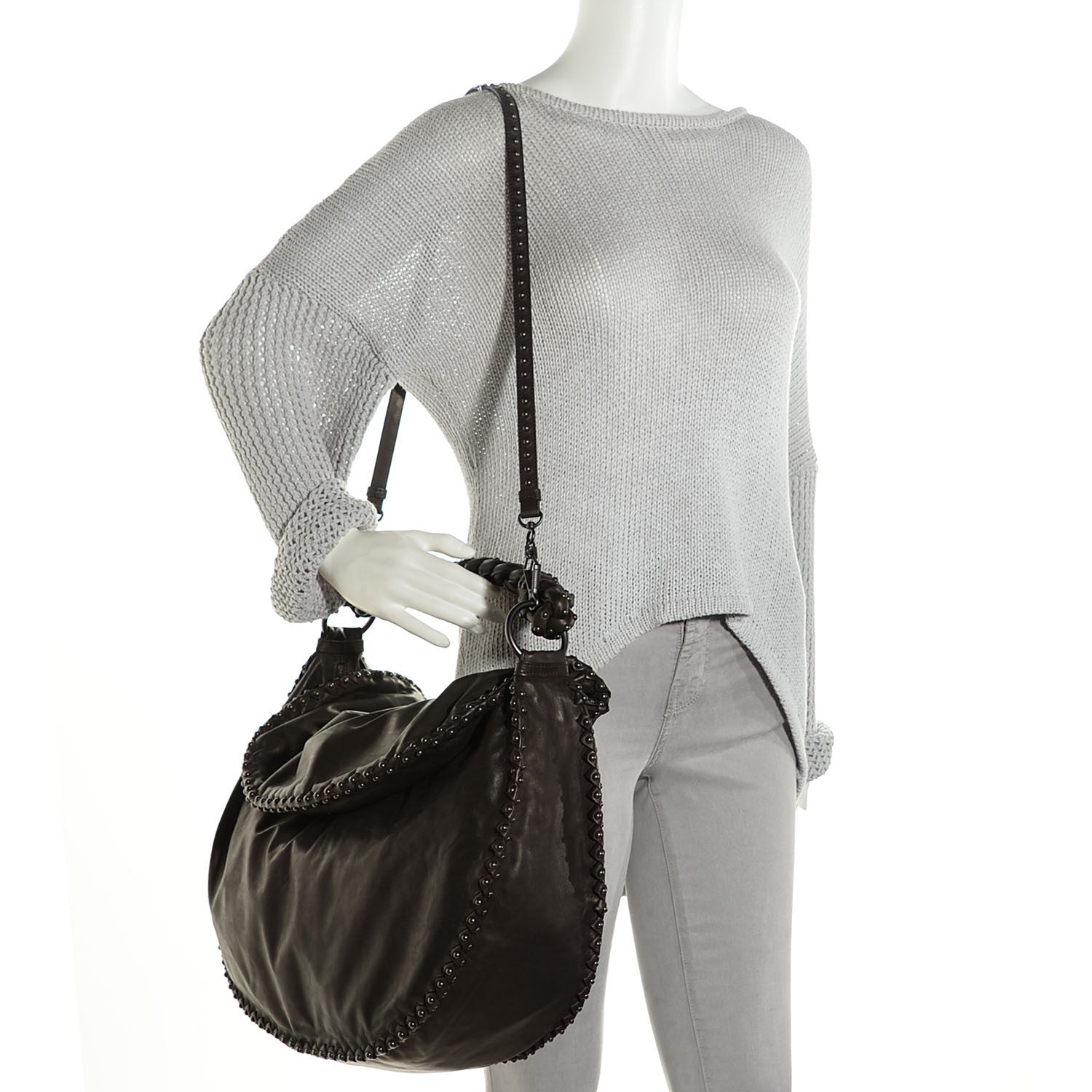Bottega Veneta Waxed Calfskin Hobo Espresso 2 of 8