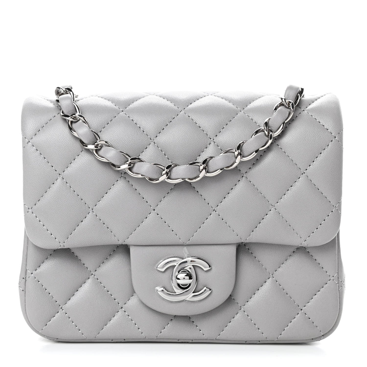 Chanel Lambskin Quilted Mini Square Flap Light Grey 1 of 4
