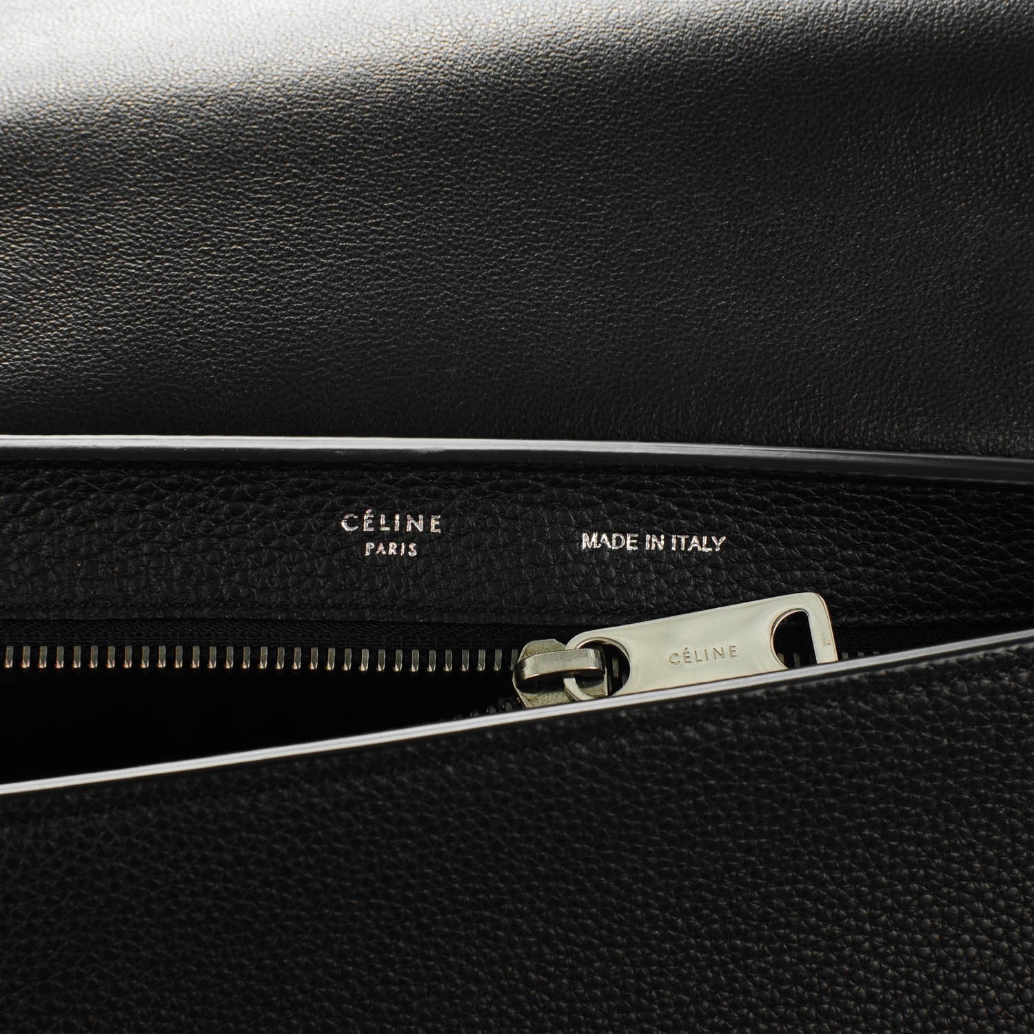 Celine Drummed Calfskin Suede Small Trapeze Black 6 of 9