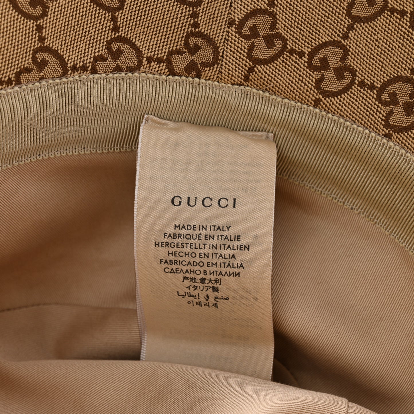 Monogram Textured Dollar Calfskin GG Jago Bucket Hat L Cacao Beige