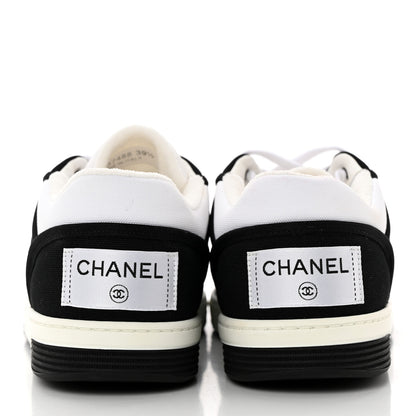 Chanel Fabric Womens Logo Sneakers 39.5 Black White 5 of 10