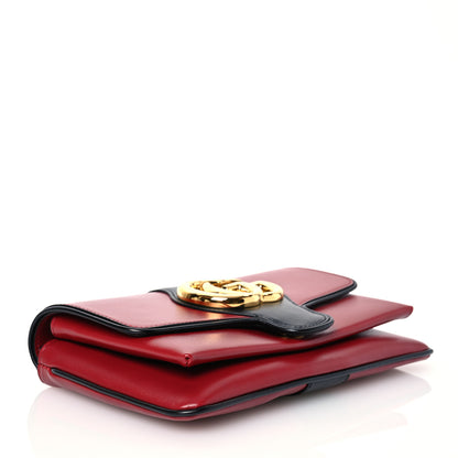 Gucci Vitello Palmellato Lux Bi-Color Small Arli Flap Shoulder Bag New Cherry Red Black 4 of 14