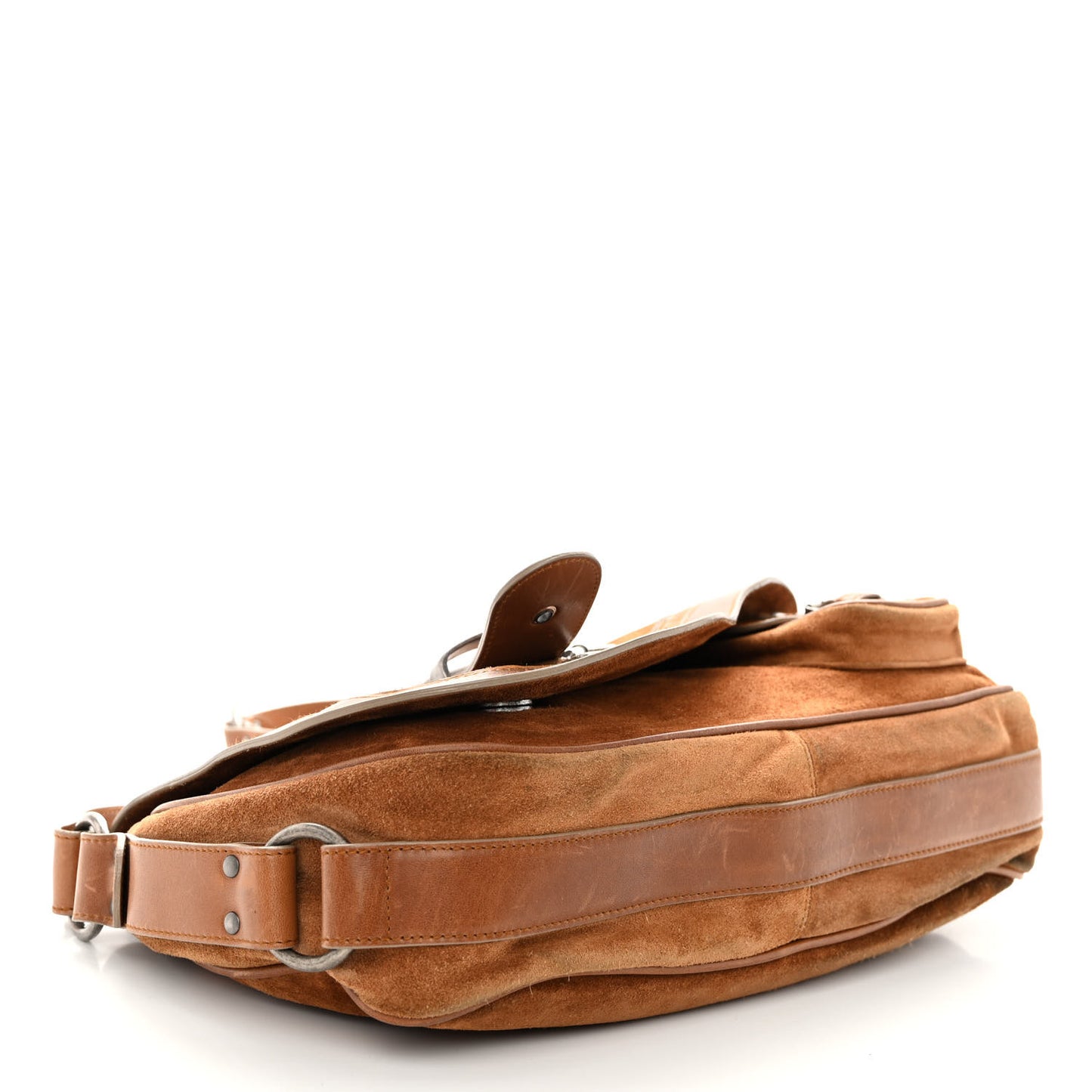 Suede Calfskin Medium Gaucho Double Saddle Brown