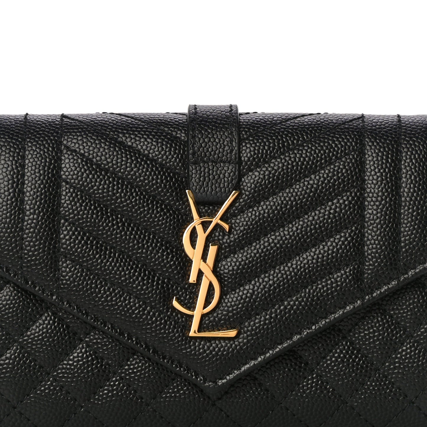 Grain De Poudre Textured Mixed Matelasse Triquilt Small Monogram Envelope Wallet Black
