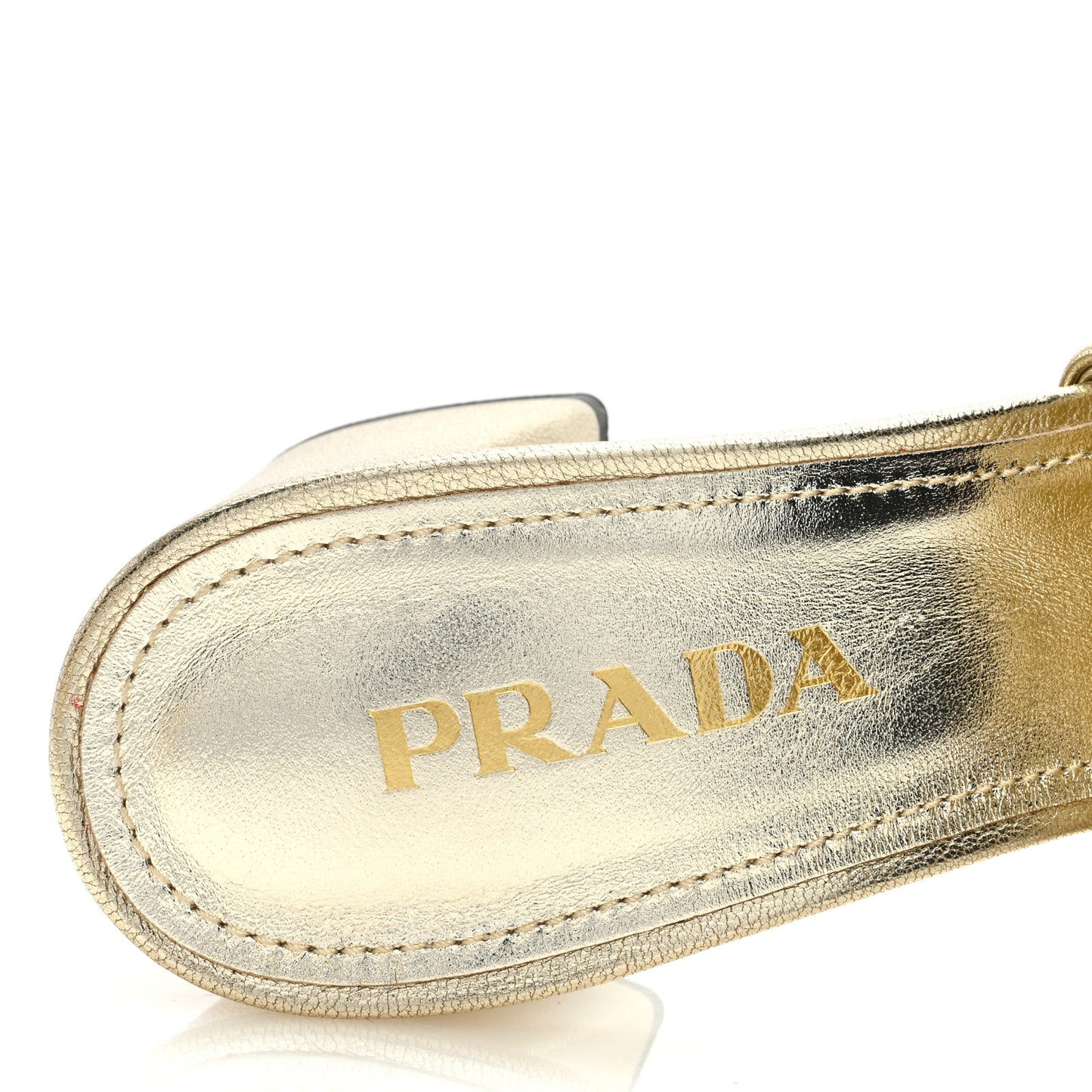 Nappa Logo Quilted 65mm Block Heel Slide Sandals 39 Gold