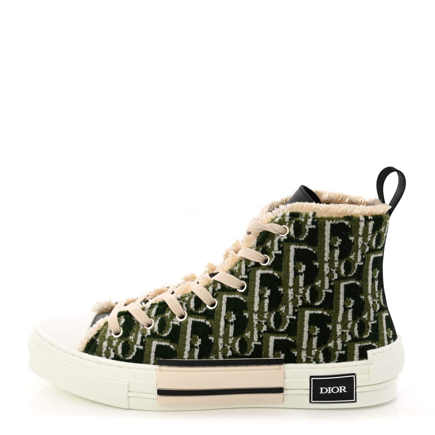 Christian Dior Tapestry Oblique Mens B23 High Top Sneakers 42 Olive 1 of 9