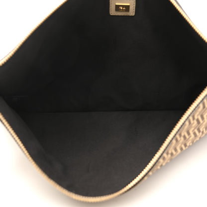Fendi Suede Vitello Grace Micro FF Large Flat Pouch Nude Spring Maya 5 of 7