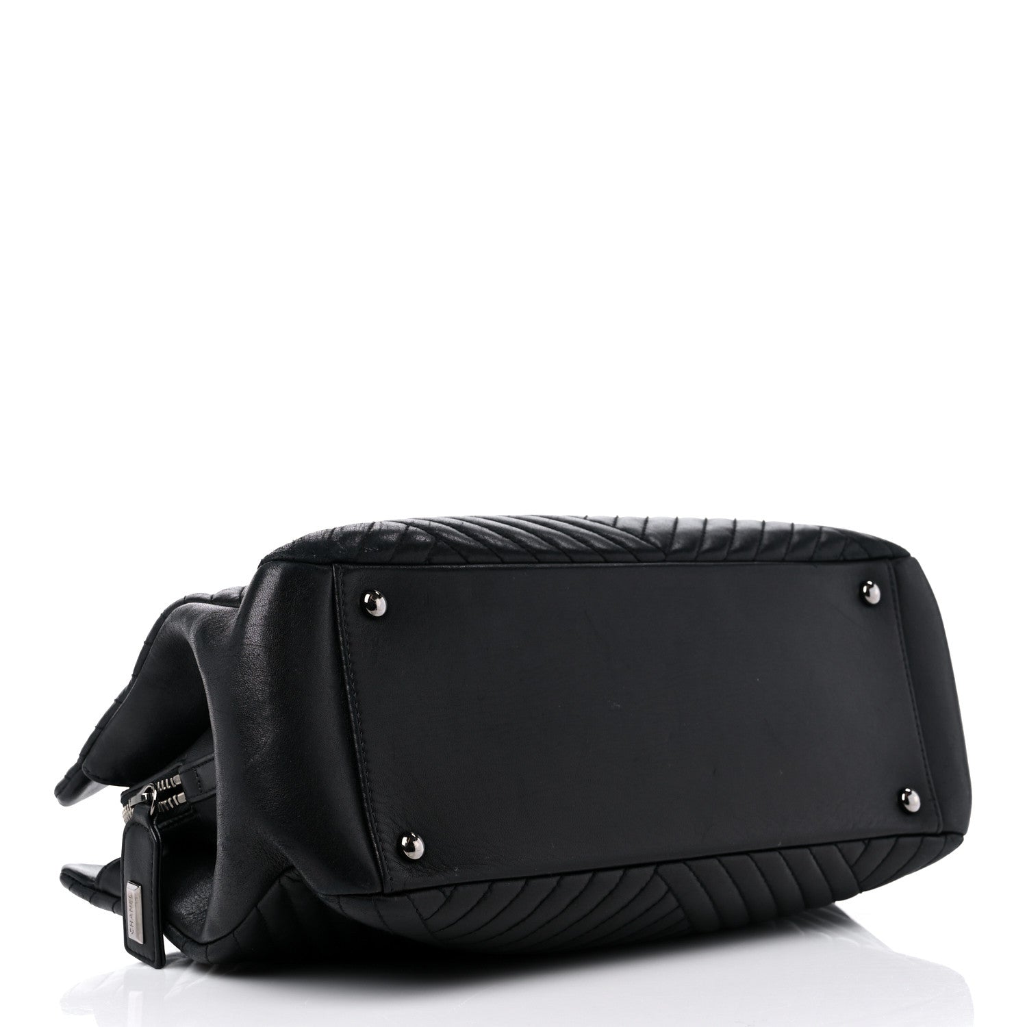 Chanel Lambskin Quilted CC Crossing Shopping Tote Black 4 of 15