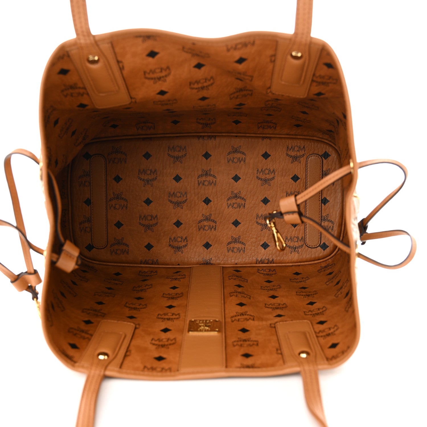 MCM Visetos Medium Liz Reversible Shopper Tote Cognac 8 of 17