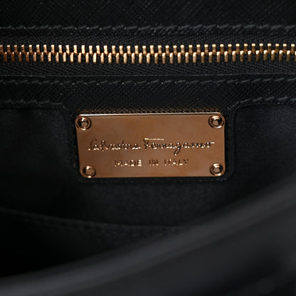 Salvatore Ferragamo Saffiano Carrie Shoulder Bag Black 6 of 13