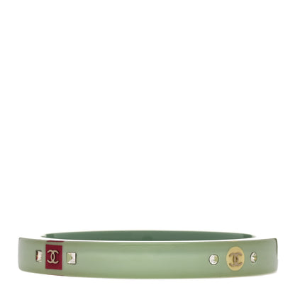 Chanel Resin Lucite CC Bangle Bracelet Green 3 of 4