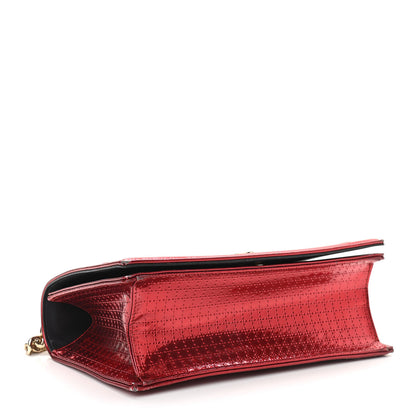Christian Dior Metallic Patent Micro-Cannage Medium Diorama Flap Bag Red 4 of 15