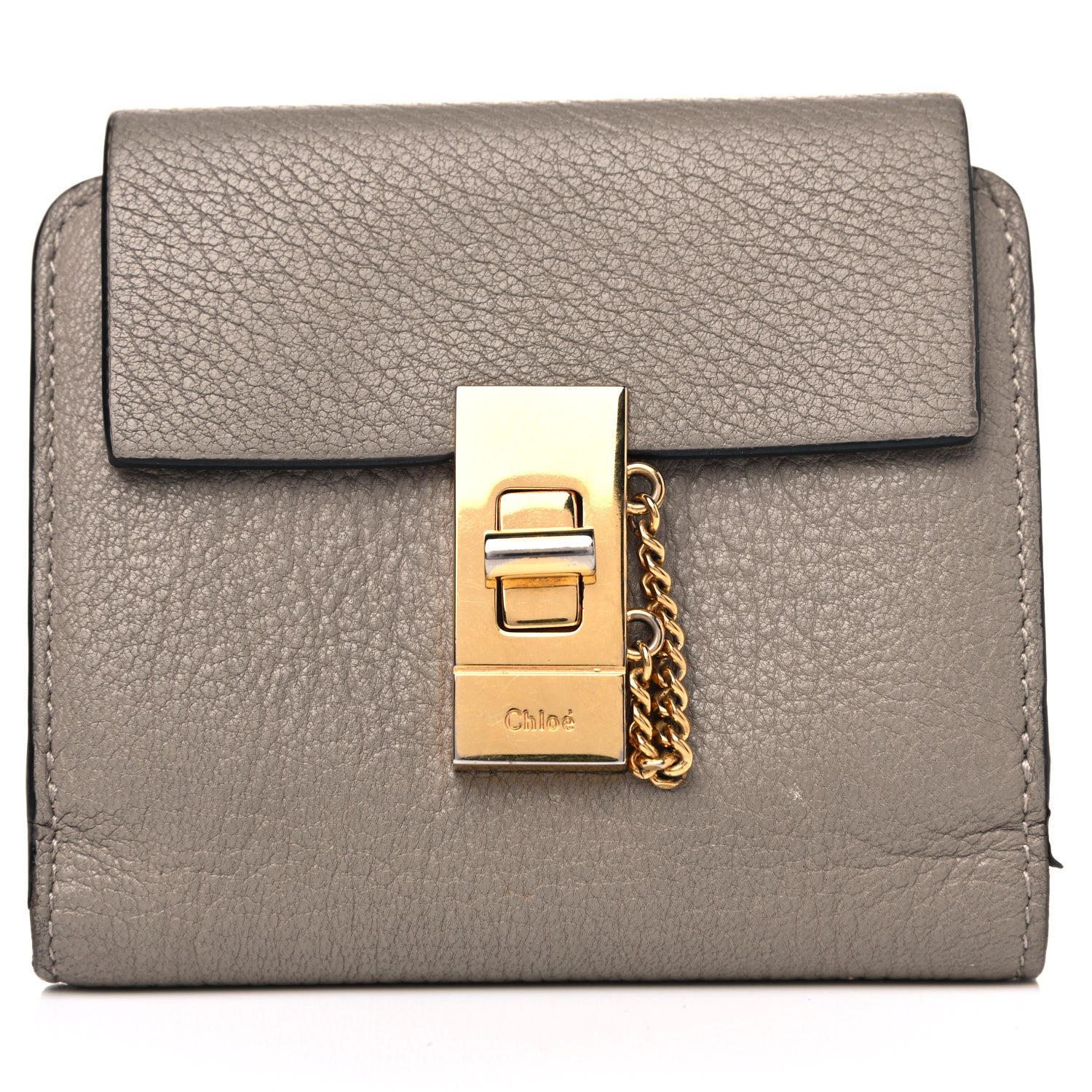 Chloe Grained Lambskin Drew Square Wallet Motty Grey 18 of 18