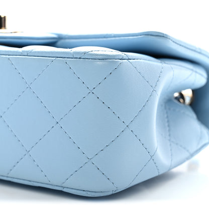 Chanel Lambskin Quilted Mini Rectangular Flap Light Blue 10 of 11