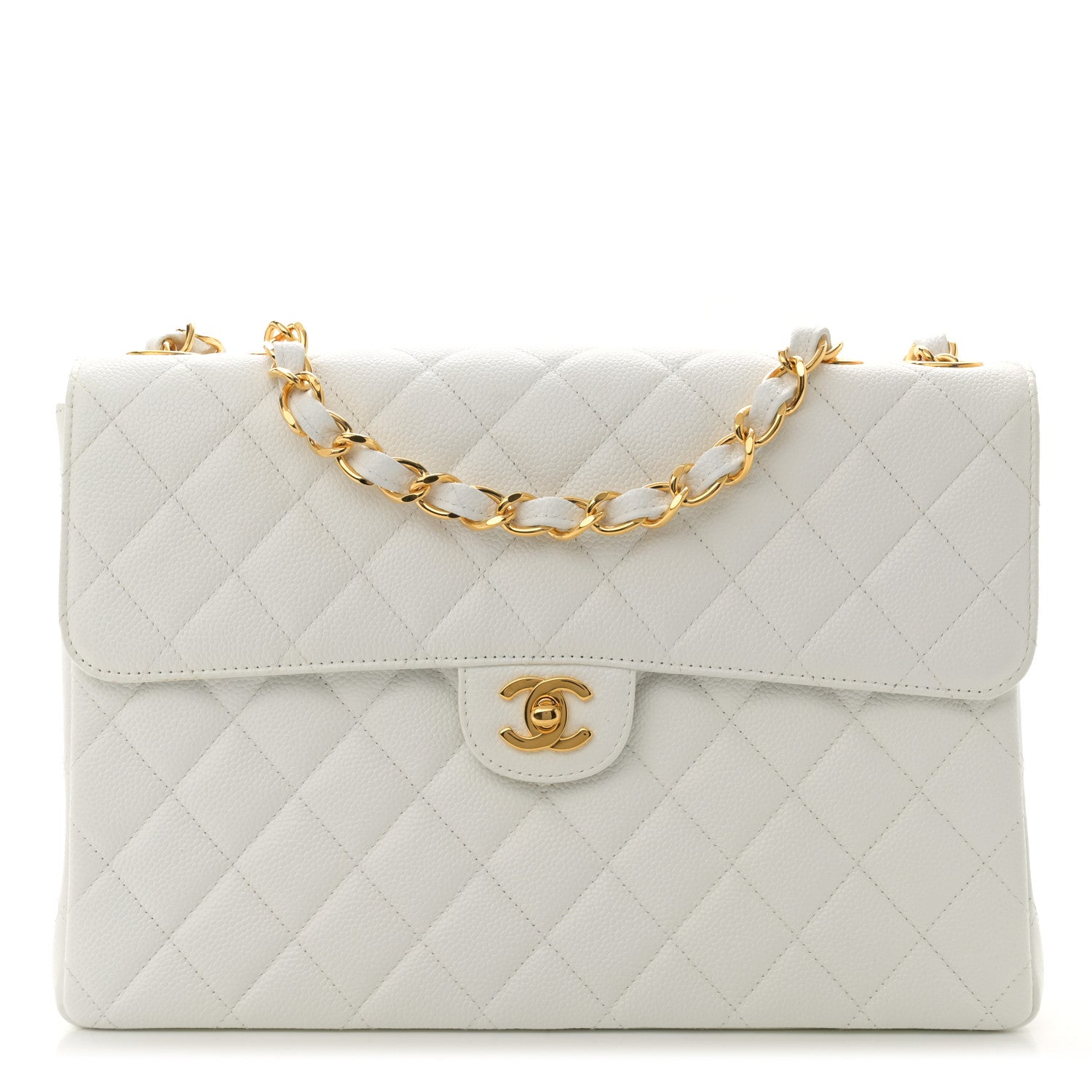 Chanel Caviar Quilted Jumbo Single Flap White 1 of 11