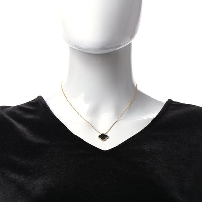 Van Cleef & Arpels 18K Yellow Gold Black Onyx Vintage Alhambra Pendant Necklace 2 of 5