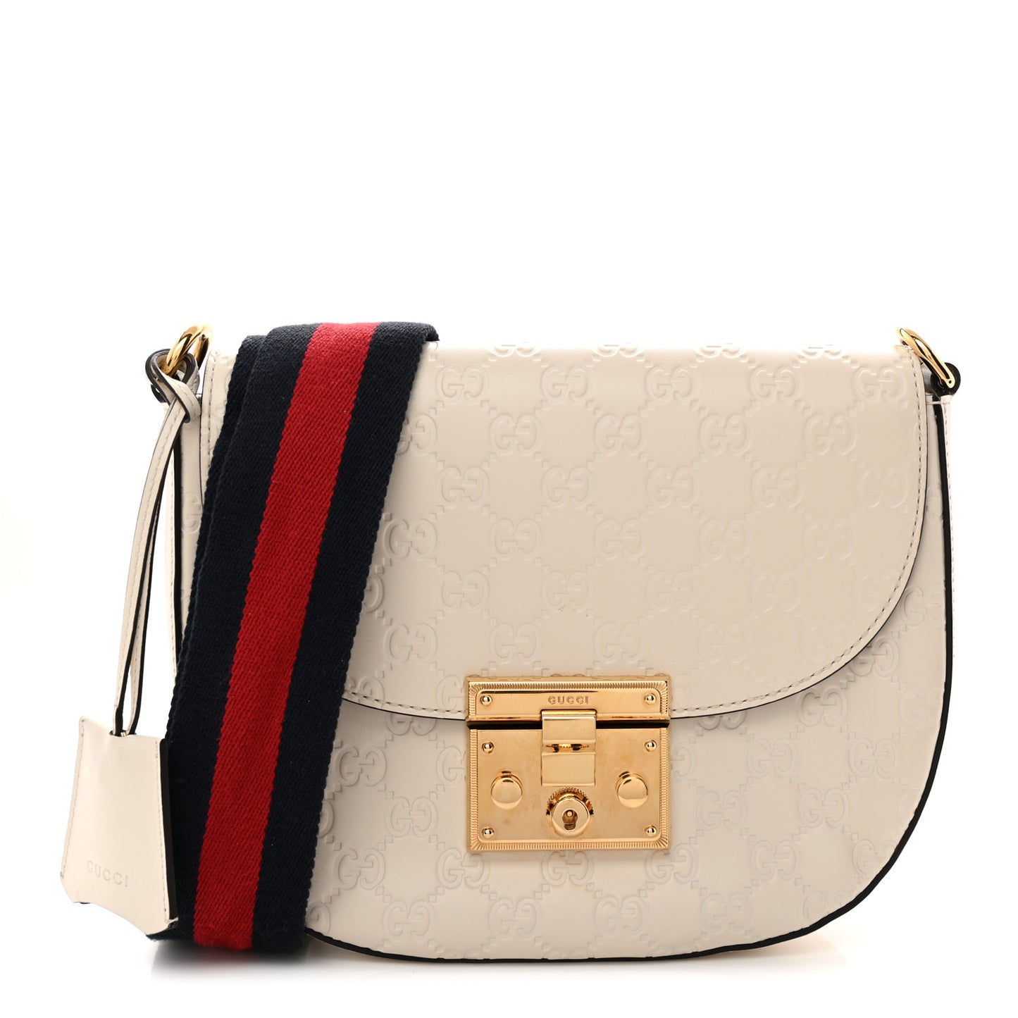Guccissima Web Medium Padlock Messenger Shoulder Bag White