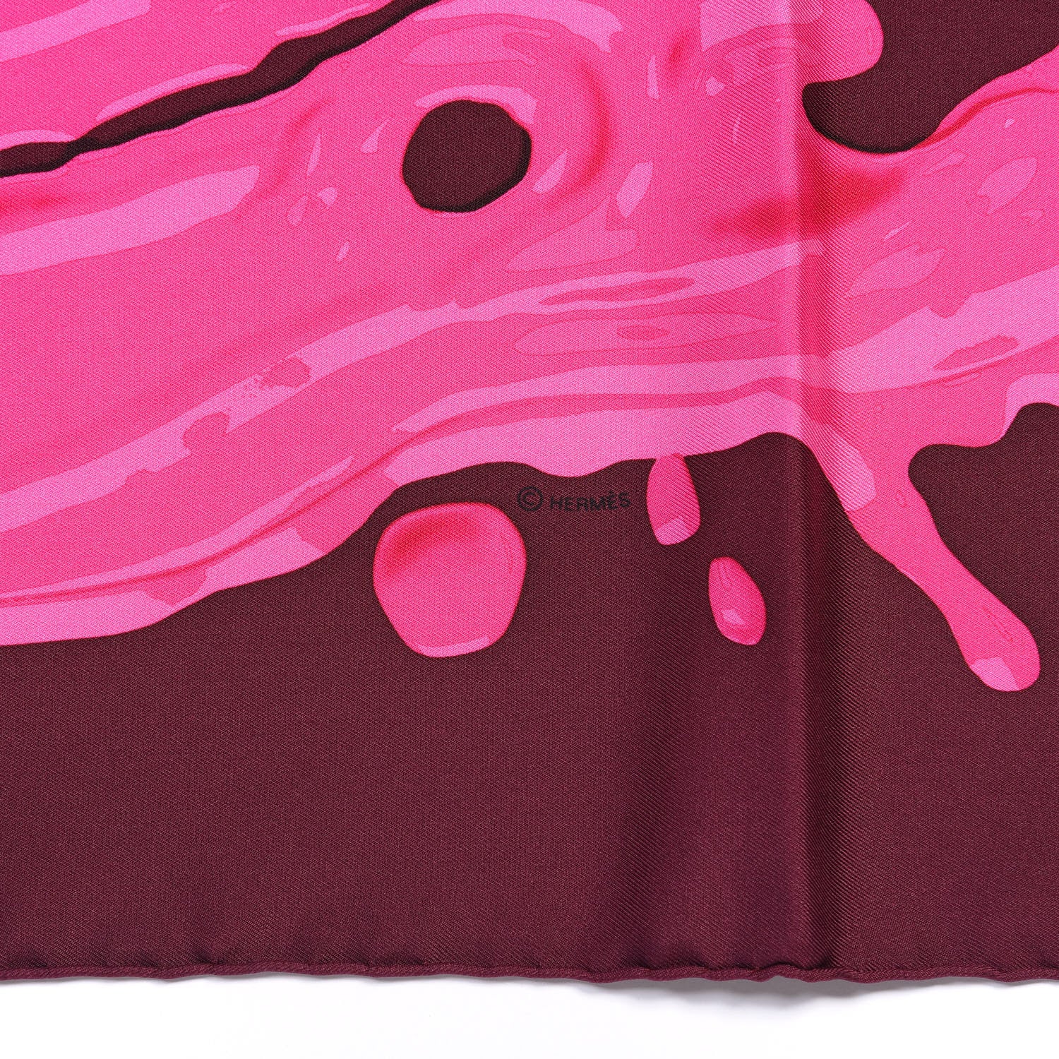 Hermes Silk Peinture Fraiche Scarf 90 Prune Rose Indien 4 of 4