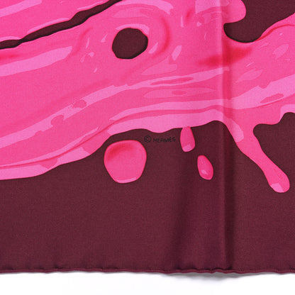 Hermes Silk Peinture Fraiche Scarf 90 Prune Rose Indien 4 of 4