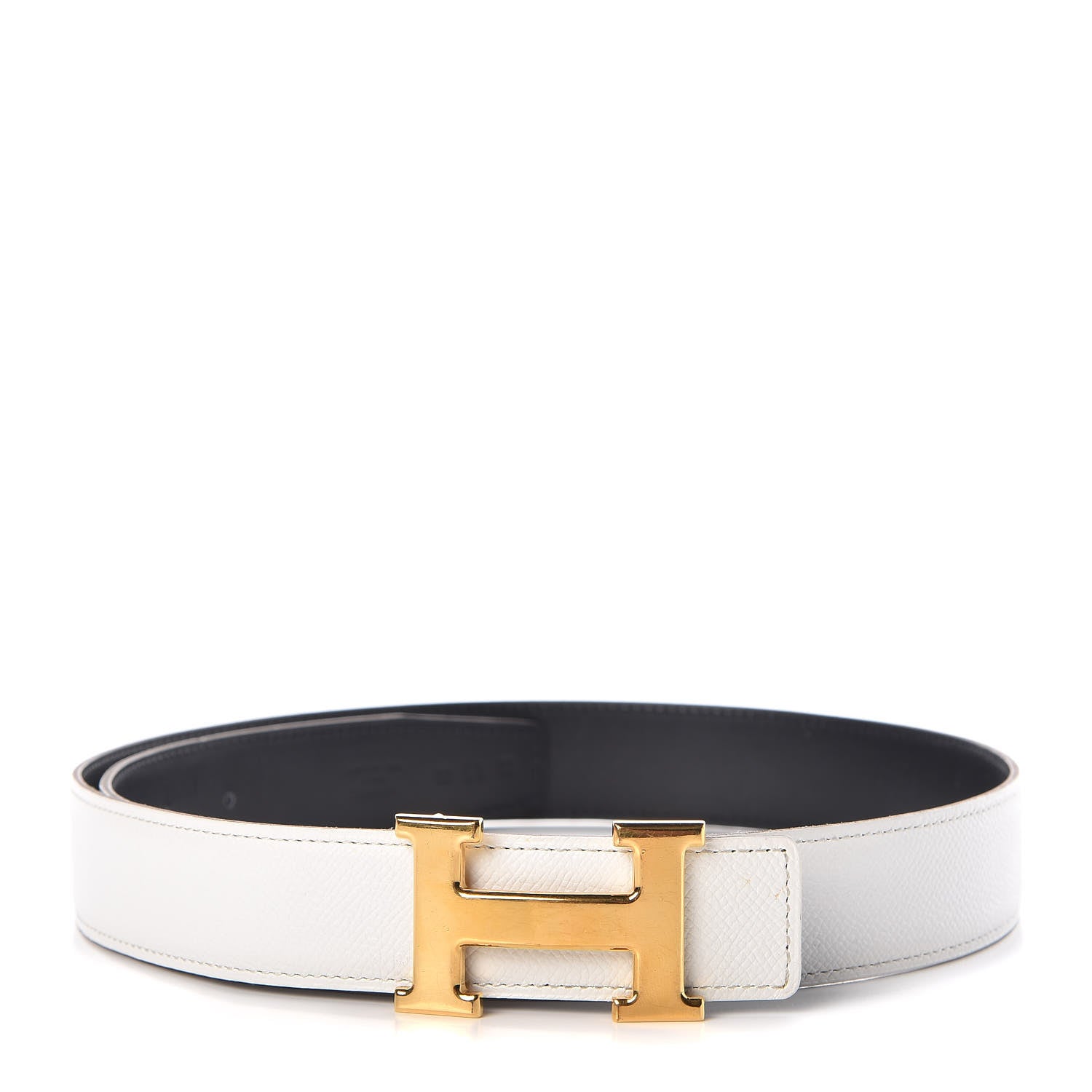Hermes Chamonix Epsom 32mm H Belt 85 Nior White 1 of 7