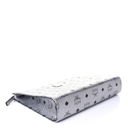 MCM Metallic Visetos Medium Zip Pouch Silver 3 of 4