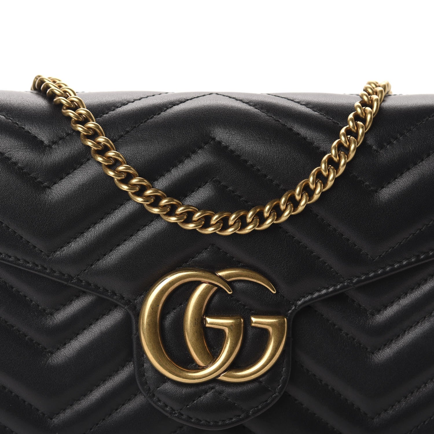 Gucci Calfskin Matelasse GG Marmont Chain Wallet Black 10 of 10