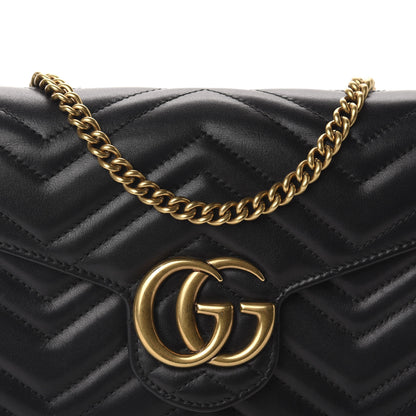 Gucci Calfskin Matelasse GG Marmont Chain Wallet Black 10 of 10