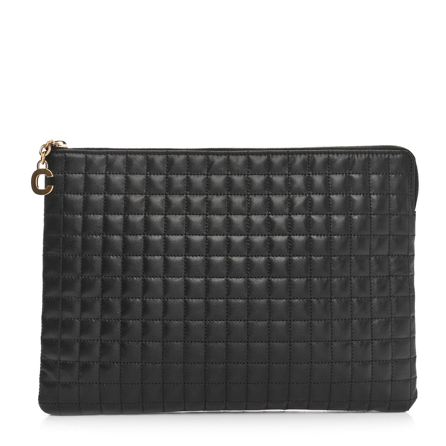 Celine Calfskin Quilted C Charm Pouch Black 1 of 11