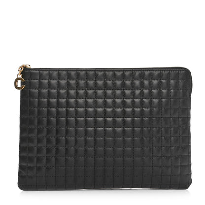 Celine Calfskin Quilted C Charm Pouch Black 1 of 11