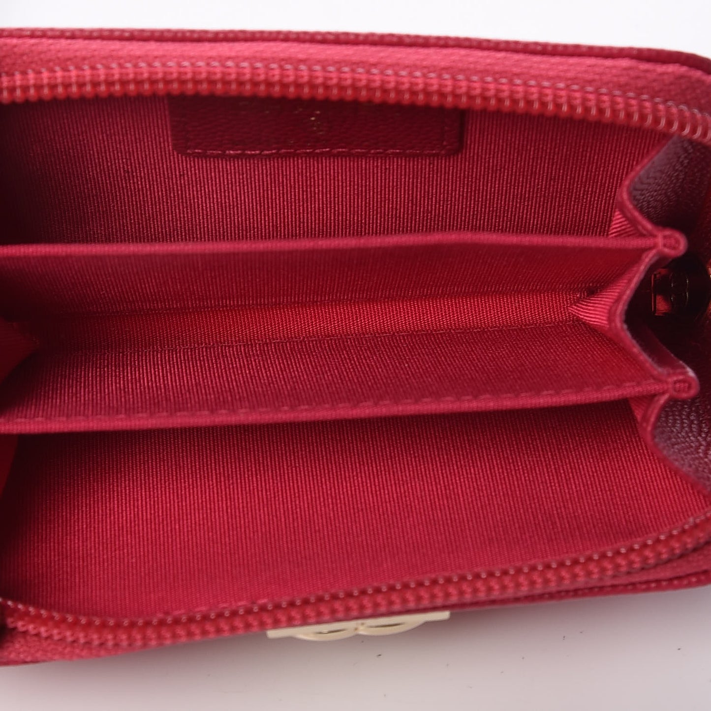 Caviar Quilted Boy Zip Around Coin Purse Wallet Fuchsia