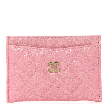 Chanel Iridescent Caviar Quilted Card Holder Pink 1 of 9