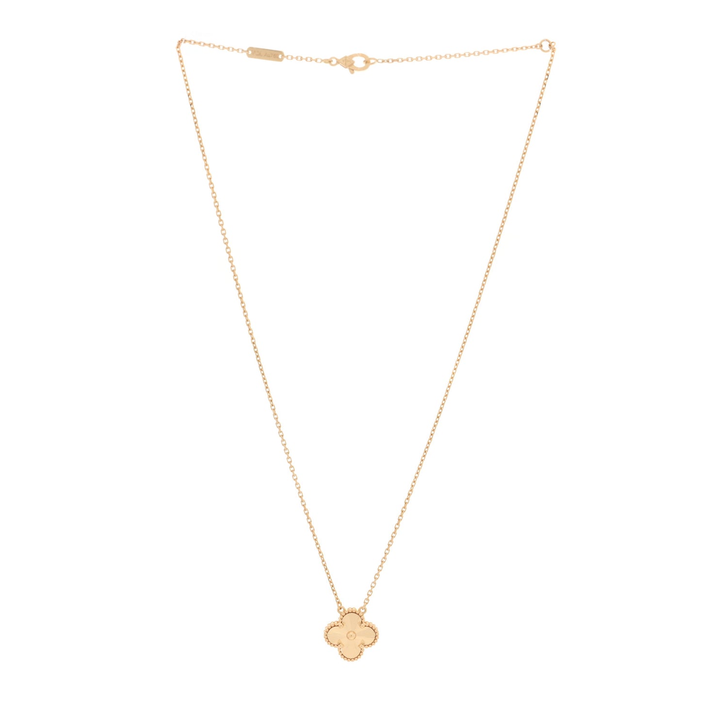18K Yellow Gold Guilloche Vintage Alhambra Pendant Necklace