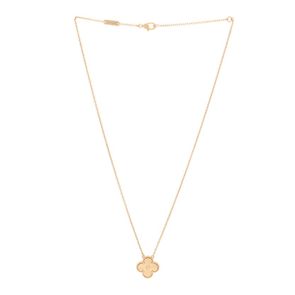 Van Cleef & Arpels 18K Yellow Gold Guilloche Vintage Alhambra Pendant Necklace 2 of 6