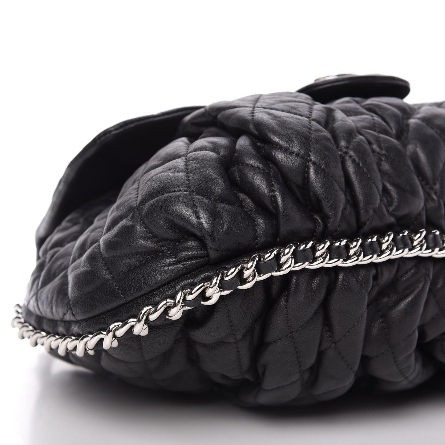 Washed Lambskin Quilted Large Chain Around Messenger