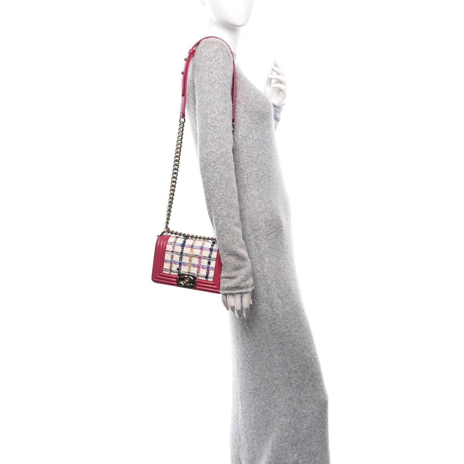 Chanel Lambskin Tweed Quilted Small Boy Flap Dark Pink 2 of 10