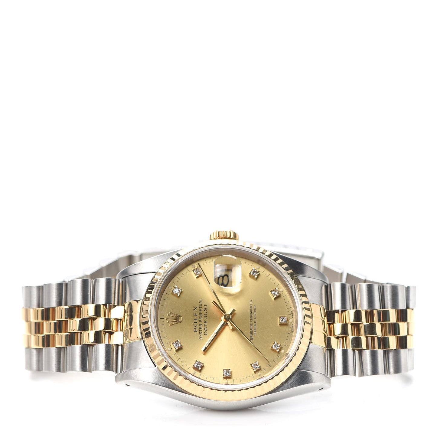Stainless Steel 18K Yellow Gold Diamond 36mm Oyster Perpetual Datejust Watch Champagne 16233